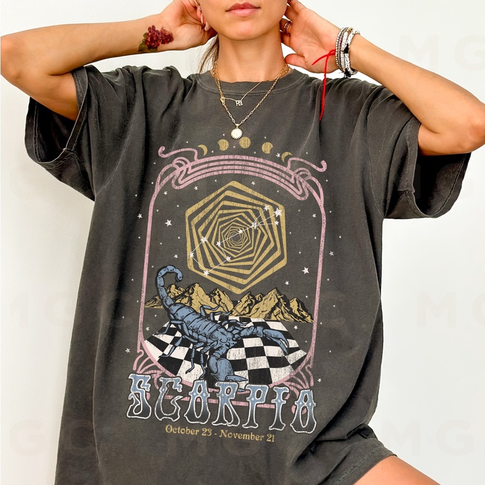 Comfort Colors Scorpio Zodiac Astrology Celestial Distressed Graphic Tee